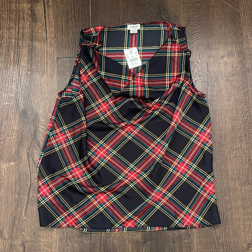 J crew Christmas holiday tartan sleeveless tank top